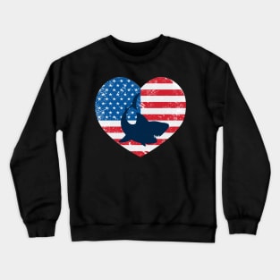 American Flag Heart Love Shark Usa Patriotic 4Th Of July Crewneck Sweatshirt